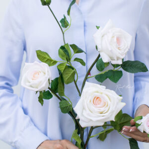 kuenstliche Edelrose weiss-rosa